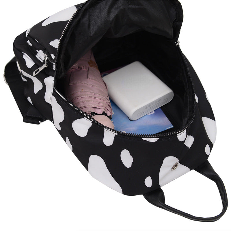 1pc Spotted Backpack With Earphone Hole Double Shoulder Bag