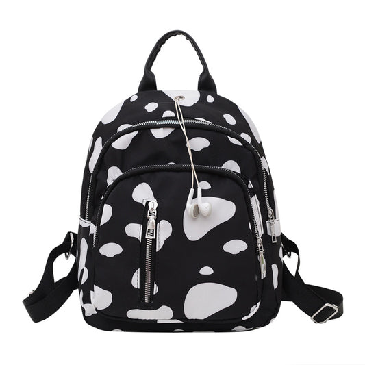 1pc Spotted Backpack With Earphone Hole Double Shoulder Bag