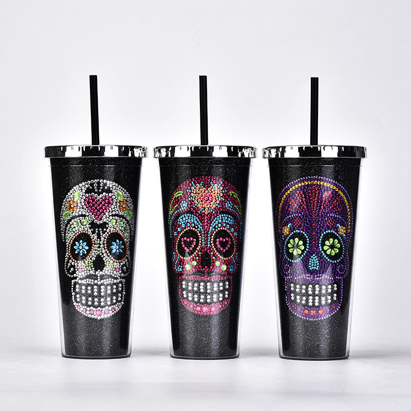 24oz Skull Tumbler with Lid and Straw - Ideal for All Drinks and Halloween Decor