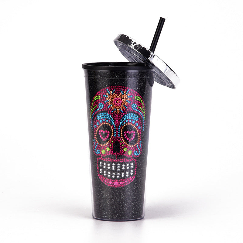 24oz Skull Tumbler with Lid and Straw - Ideal for All Drinks and Halloween Decor