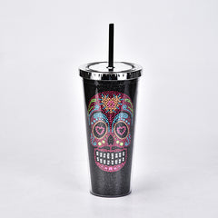 24oz Skull Tumbler with Lid and Straw - Ideal for All Drinks and Halloween Decor