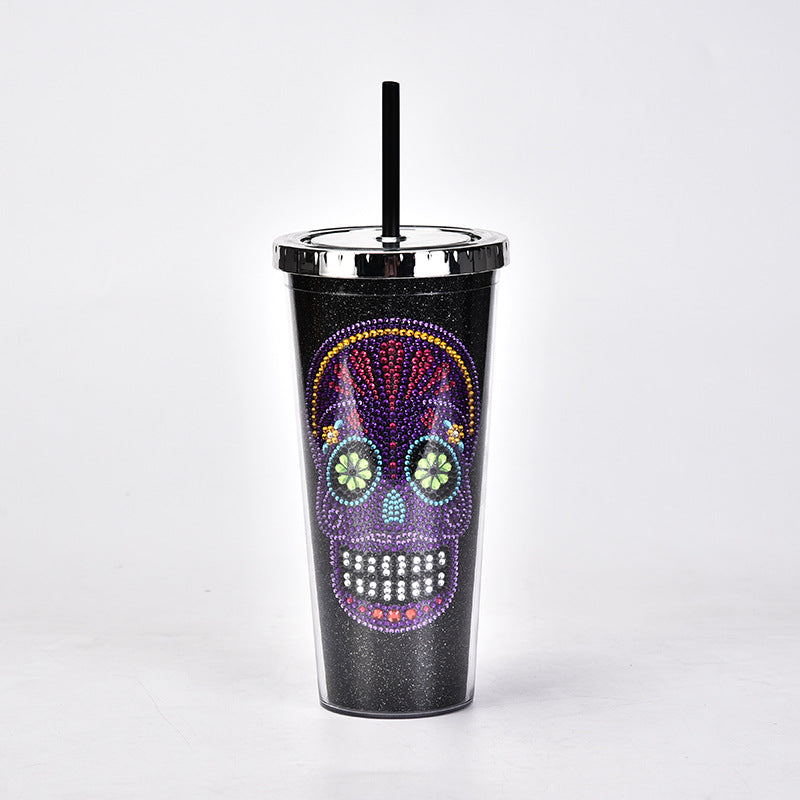 24oz Skull Tumbler with Lid and Straw - Ideal for All Drinks and Halloween Decor