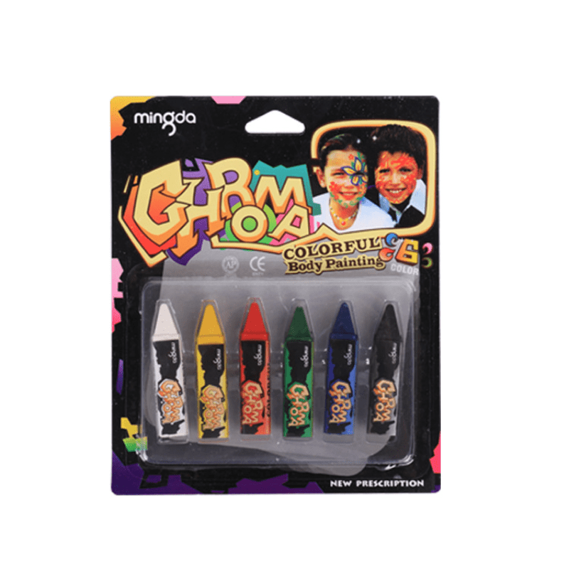 6 Tone 12 Suck Card Fans Face Paint Halloween Makeup Pen Dot DIY Body Painting