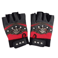PU Leather Skull Punk Driving Motorcycle Biker Fingerless Gloves