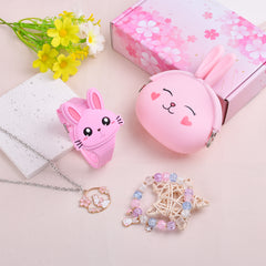 Cartoon Little Rabbit LED Watch Set - Girl's Gift