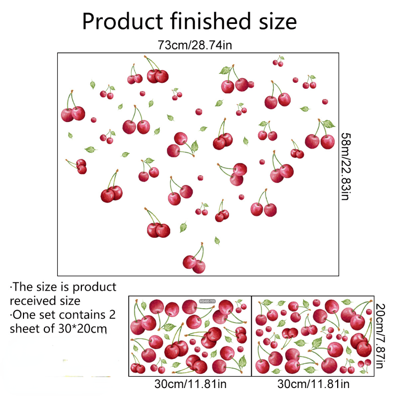 Cherry Wall Sticker Drawer Wardrobe Decor PVC Self-adhesive Decal