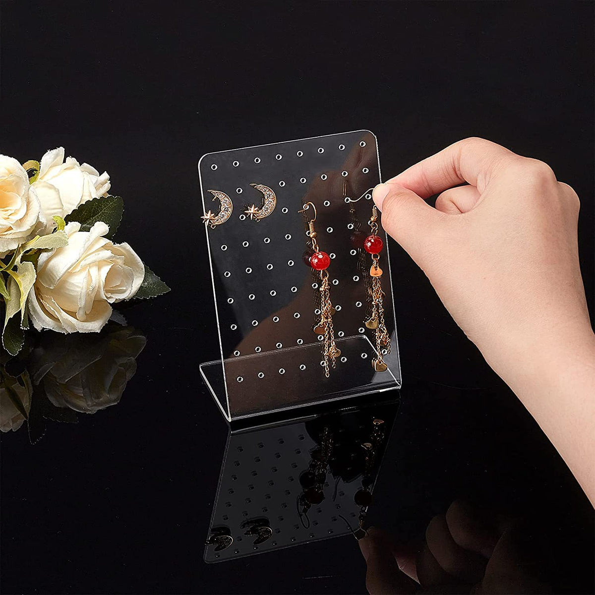 Acrylic Jewelry Stand Earrings Display Board Necklace Organizer