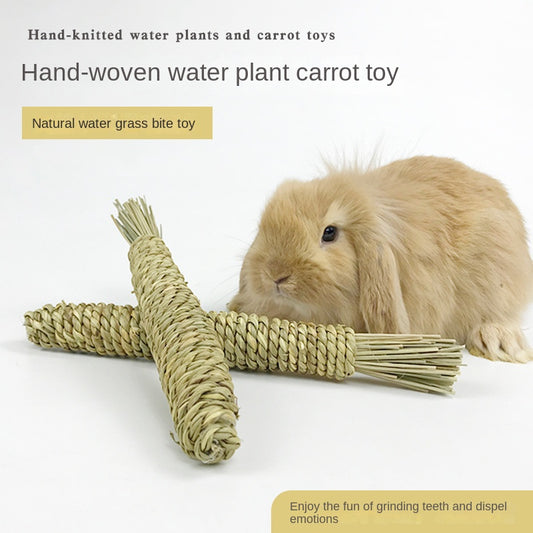 Handwoven Water Grass Carrot Toy for Small Pets