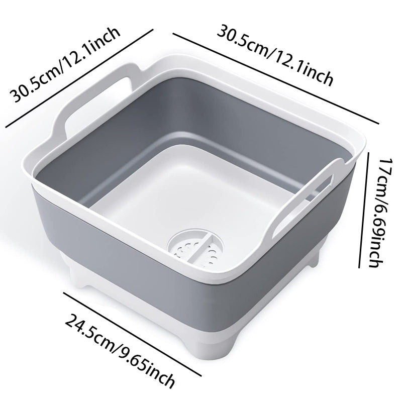 Portable Collapsible Dish Tub with Draining Plug for Camping