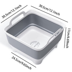 Portable Collapsible Dish Tub with Draining Plug for Camping