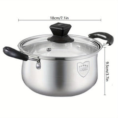 Stainless Steel Soup Pot Single Handle Hot Milk Pot -18 01cm