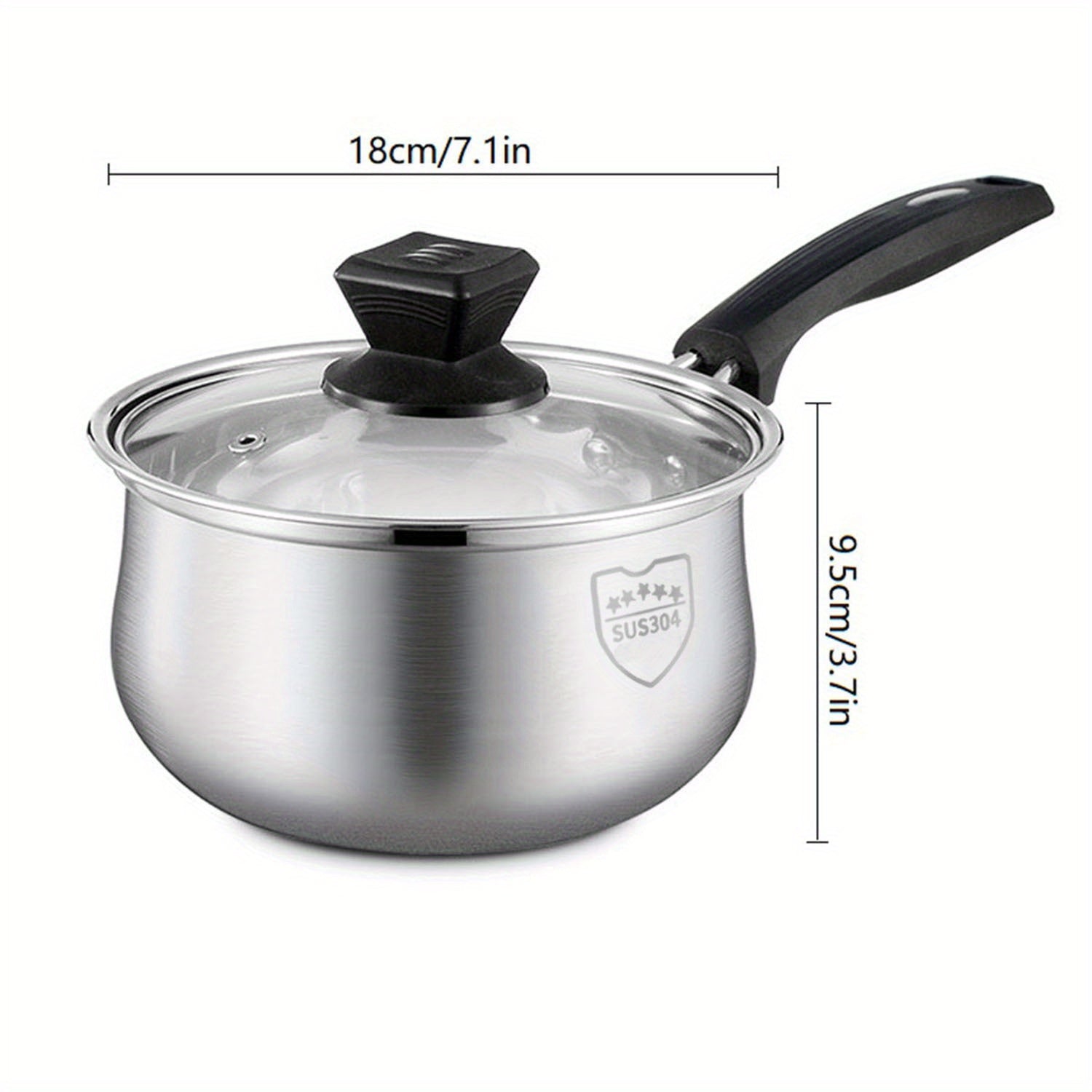 Stainless Steel Soup Pot Single Handle Hot Milk Pot -18 01cm