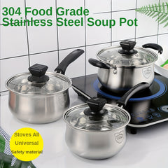 Stainless Steel Soup Pot Single Handle Hot Milk Pot -18 01cm