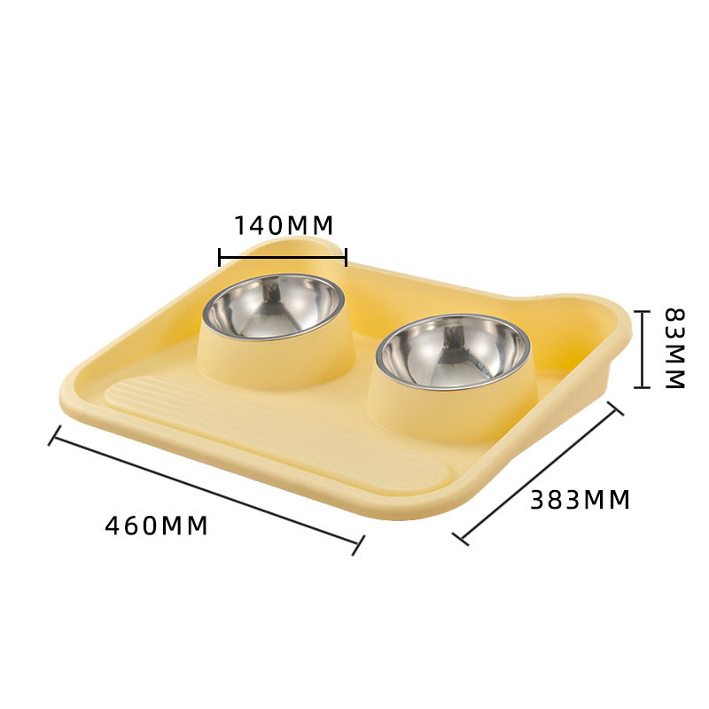 Stainless Steel Double Cat Feeder Bowls With Mat