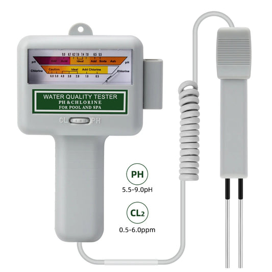 2-in-1 PH Chlorine Meter 0-5-6.0ppm CL2 Level Tester Pool Water Monitor