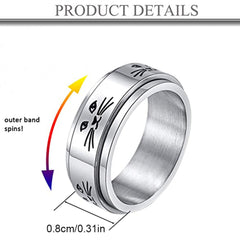 Anxiety Ring Catti Face Two Classic Colors Rotatable Jewelry