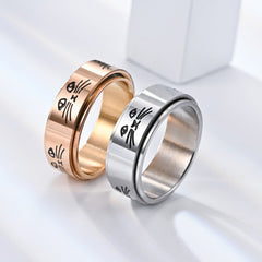 Anxiety Ring Catti Face Two Classic Colors Rotatable Jewelry