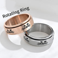 Anxiety Ring Catti Face Two Classic Colors Rotatable Jewelry
