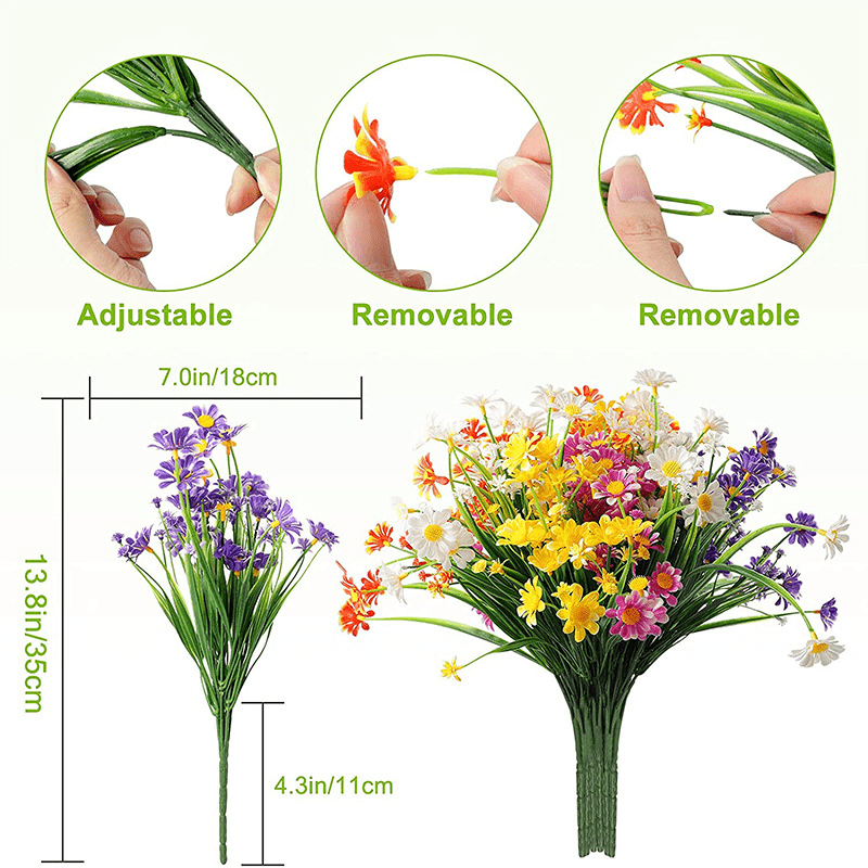 UV Resistant Plastic Daisies Home/Outdoor Decoration Artificial Flowers