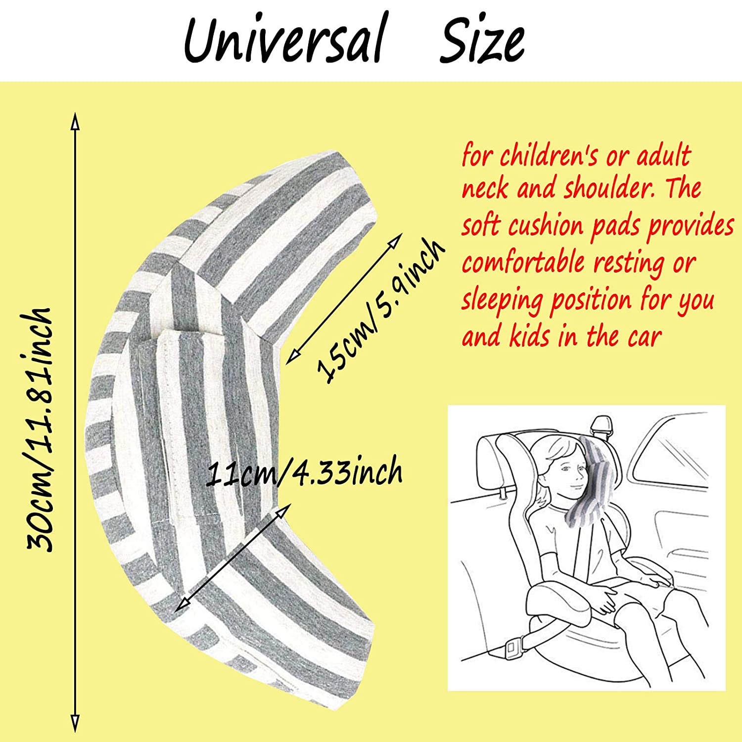 Car Seat Travel Pillow for Neck & Shoulder Support