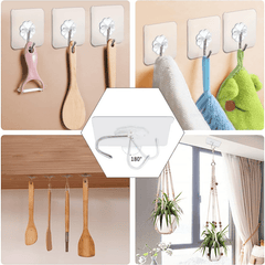 16pcs Adhesive Hooks Heavy Duty Coat Hooks Waterproof and Oilproof