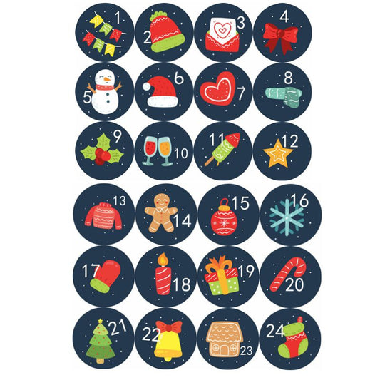 120pcs Advent Calendar Number Paper Stickers Christmas Gift Stickers