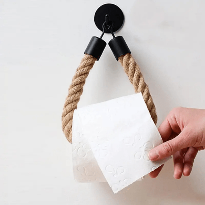 Hand Woven Hemp Rope Tissue Holder Wall Mounted Storage Gadget