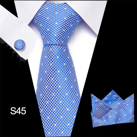 Classic Tie Business Set With Cufflinks Square Scarf Birthday Gift