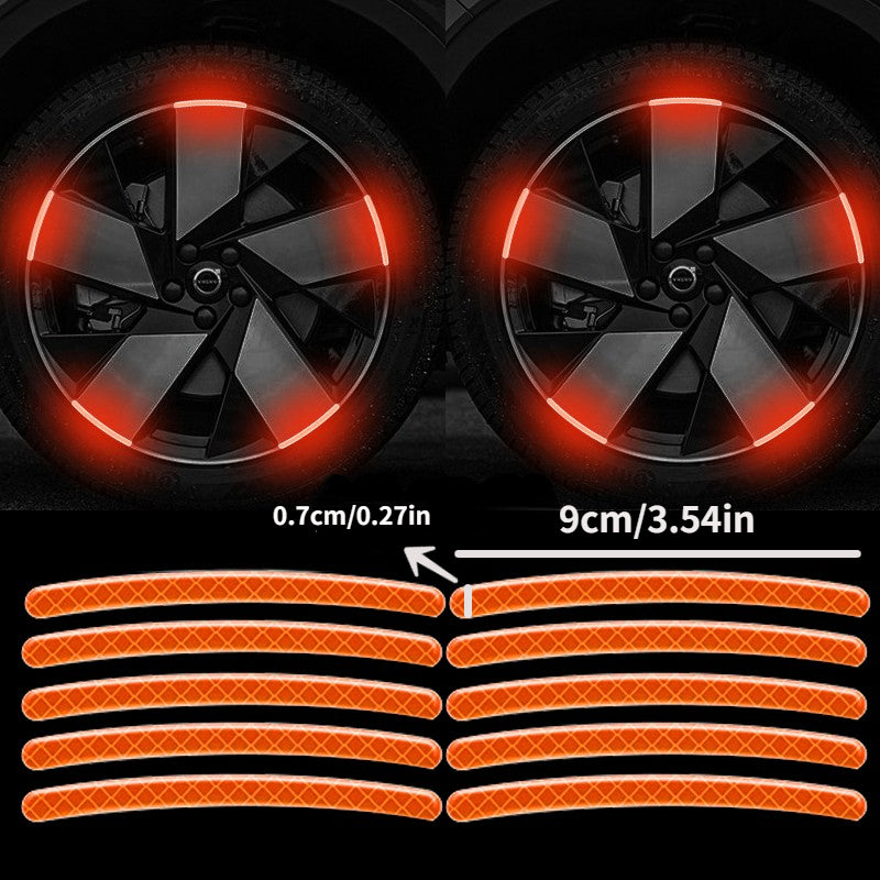 10pcs Reflective Hub Stickers for Car, Bicycle, Moto