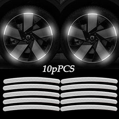 10pcs Reflective Hub Stickers for Car, Bicycle, Moto