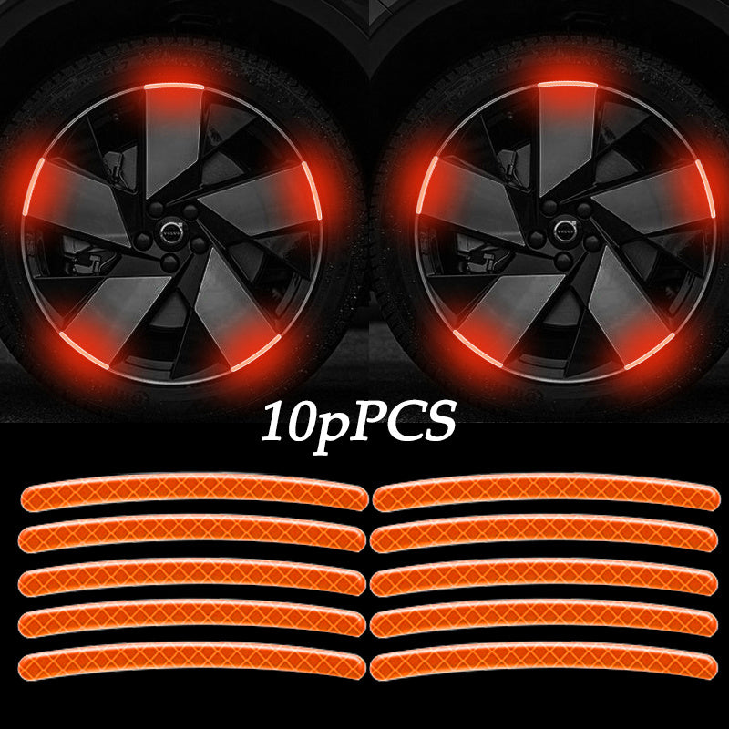 10pcs Reflective Hub Stickers for Car, Bicycle, Moto
