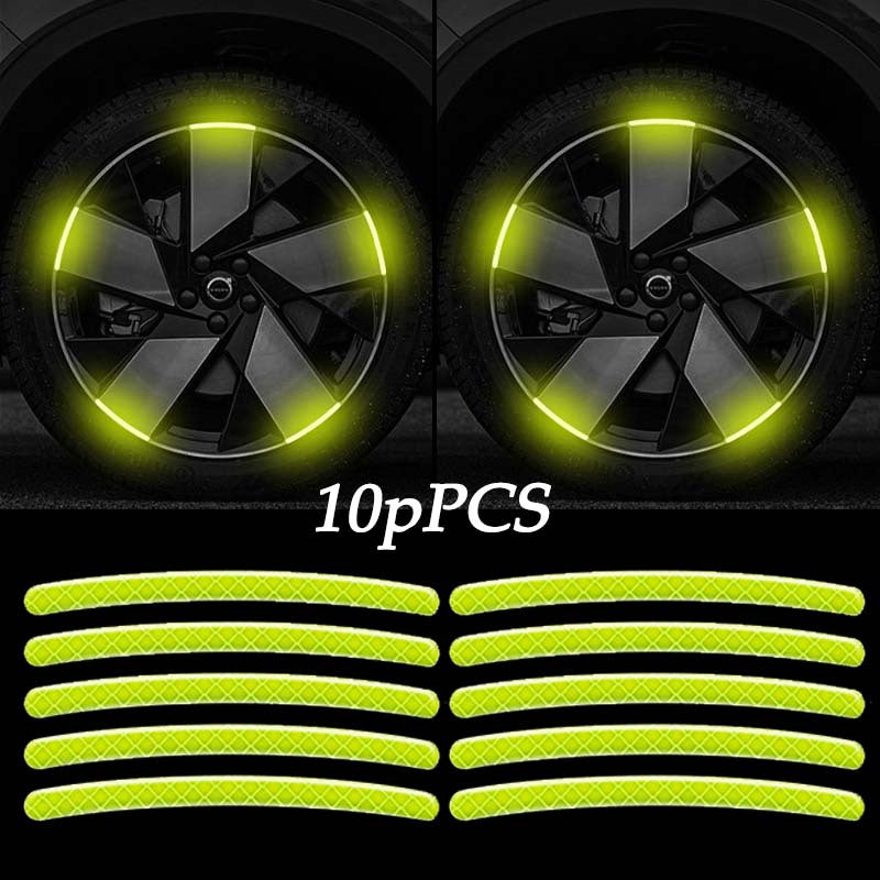 10pcs Reflective Hub Stickers for Car, Bicycle, Moto