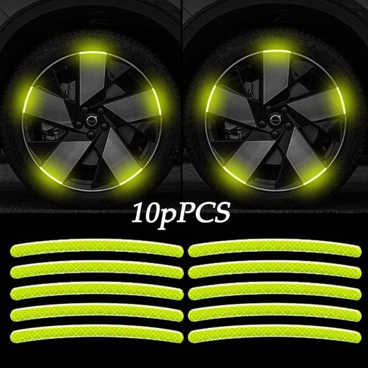 10pcs Reflective Hub Stickers for Car, Bicycle, Moto
