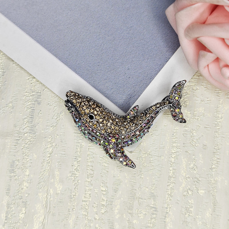 Rhinestone Whale Fish Brooches Dolphin Animal Pins for Men
