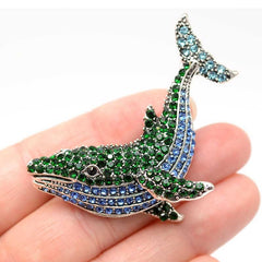 Rhinestone Whale Fish Brooches Dolphin Animal Pins for Men