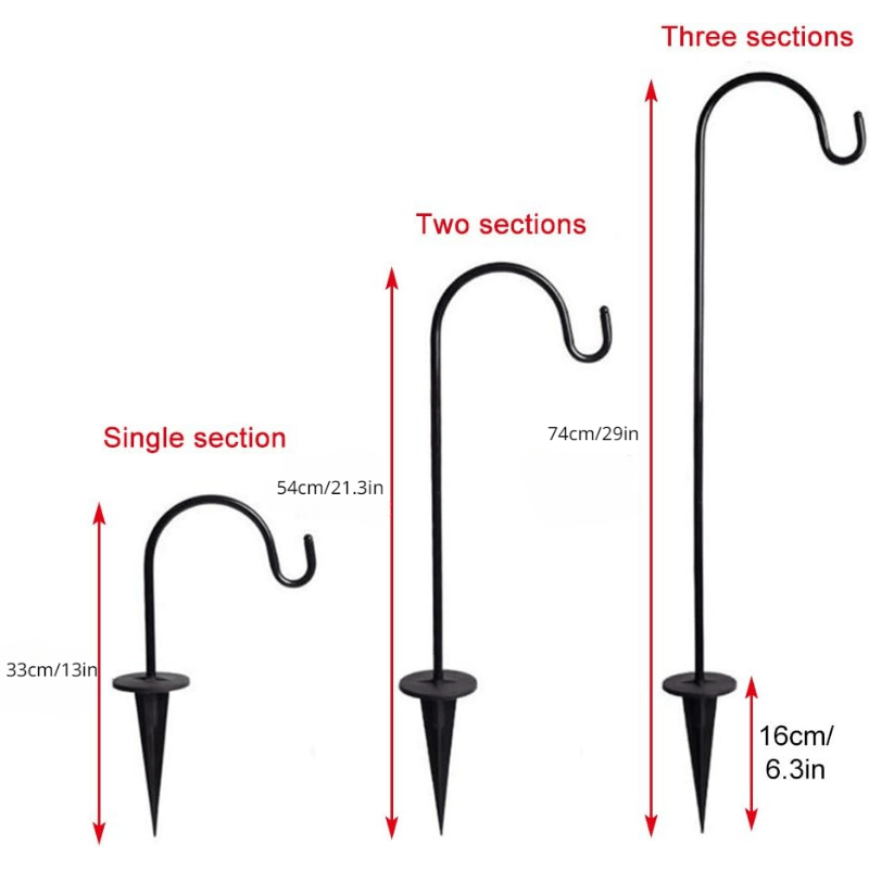 2 Adjustable Shepherd Hooks for Hanging Plants & Solar Lights
