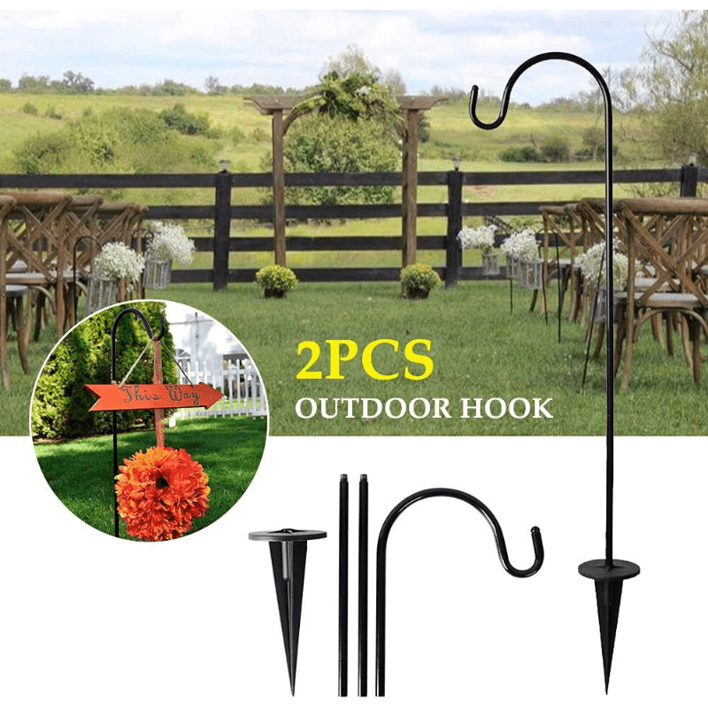 2 Adjustable Shepherd Hooks for Hanging Plants & Solar Lights