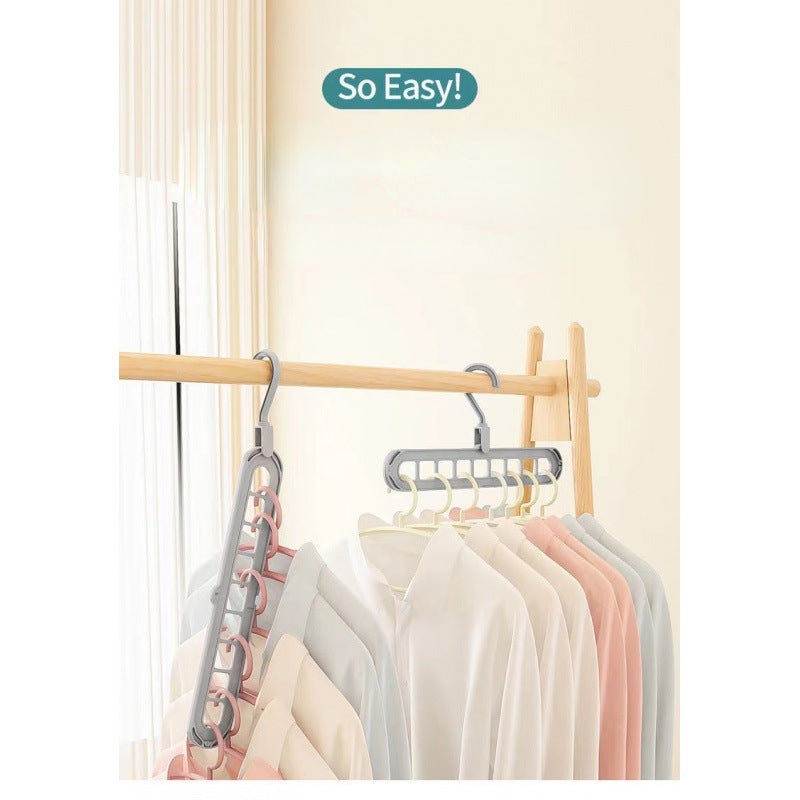 5pcs Multifunctional Clothes Hanger Horizontal Vertical Dual Use Nine Hole