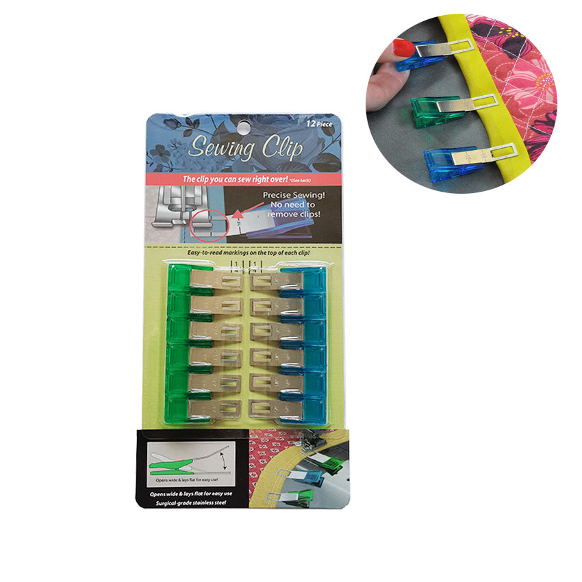 12pcs Sewing Clips With Scale Safety Clips Two Colors Binding Clips