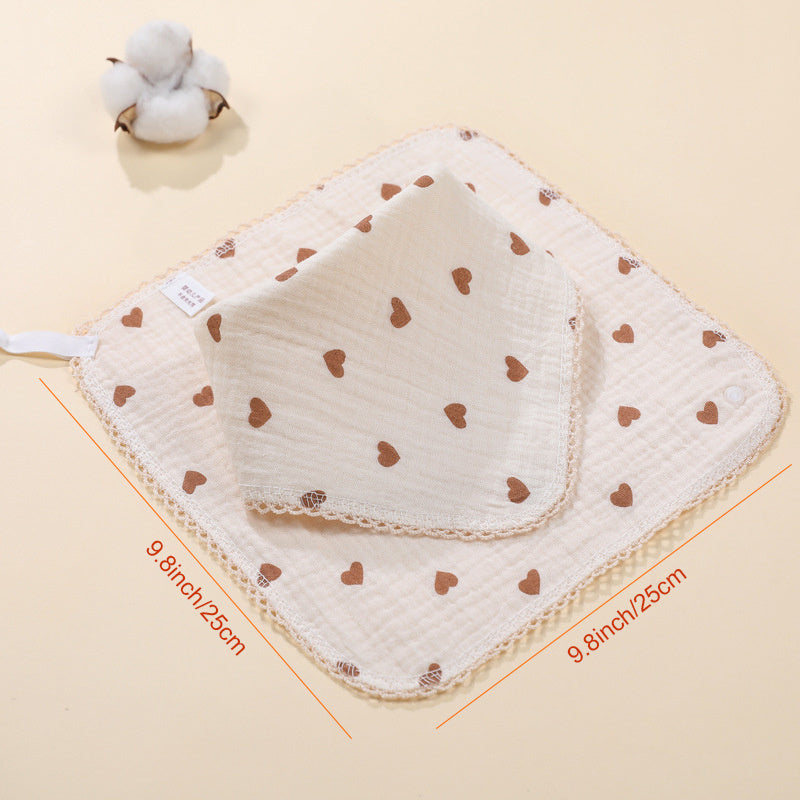 2pcs Pattern Washcloth Handkerchiefs Small Square Towel Soft Absorbent