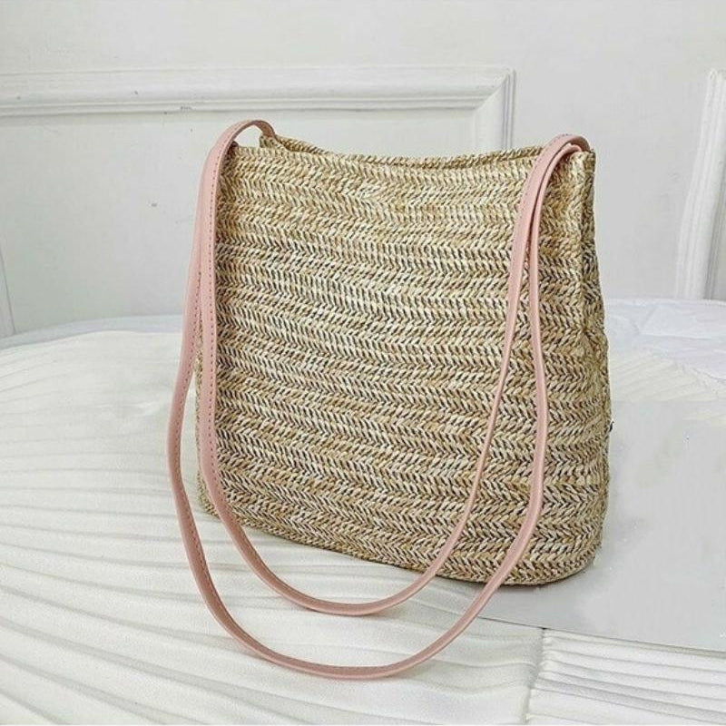 Vintage Straw Woven Hobo Bag Bohemian Tote Beach Shoulder Handbag