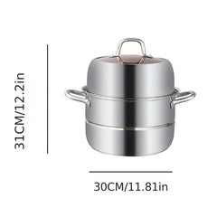 Stainless Steel 2 3 Tier Steamer Pot 30cm Kitchen Utensils Gadgets Accessories