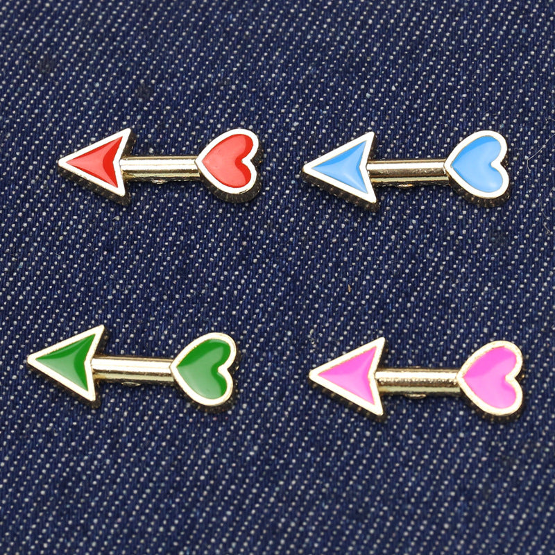 4pcs Heart Arrow Brooches Mini Collar Pin For Men