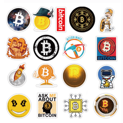 50 Bitcoin Stickers for Water Bottle Laptop Skateboard Luggage Guitar