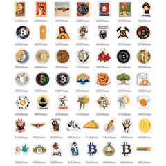 50 Bitcoin Stickers for Water Bottle Laptop Skateboard Luggage Guitar