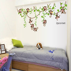 Monkey Climbing Trees Waterproof Door Paste PVC Cartoon Wall Stickers