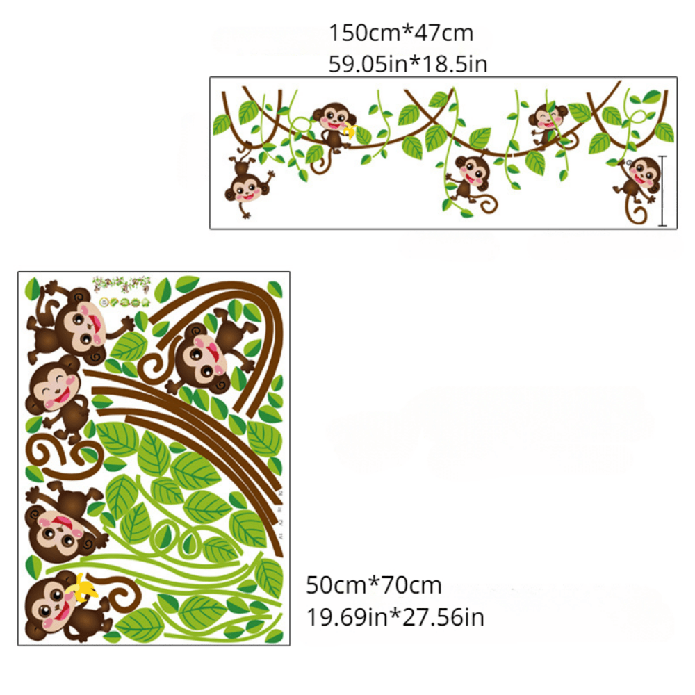 Monkey Climbing Trees Waterproof Door Paste PVC Cartoon Wall Stickers