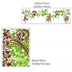 Monkey Climbing Trees Waterproof Door Paste PVC Cartoon Wall Stickers