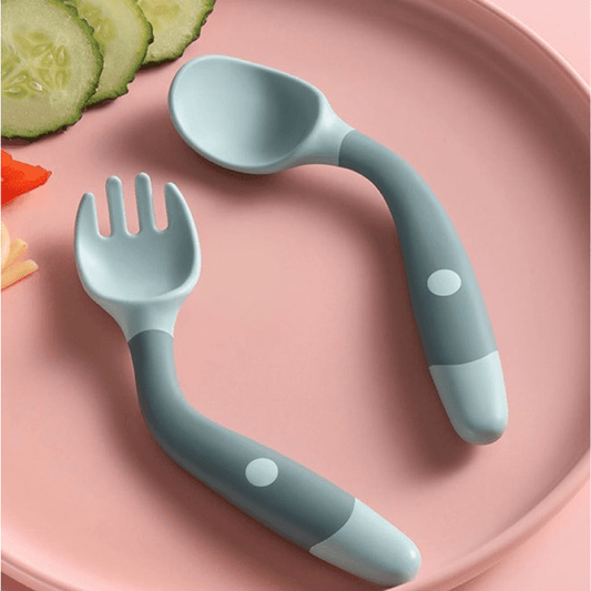 Kids Spoon Fork Candy 360 Rotation Eating Utensils Training Accessory
