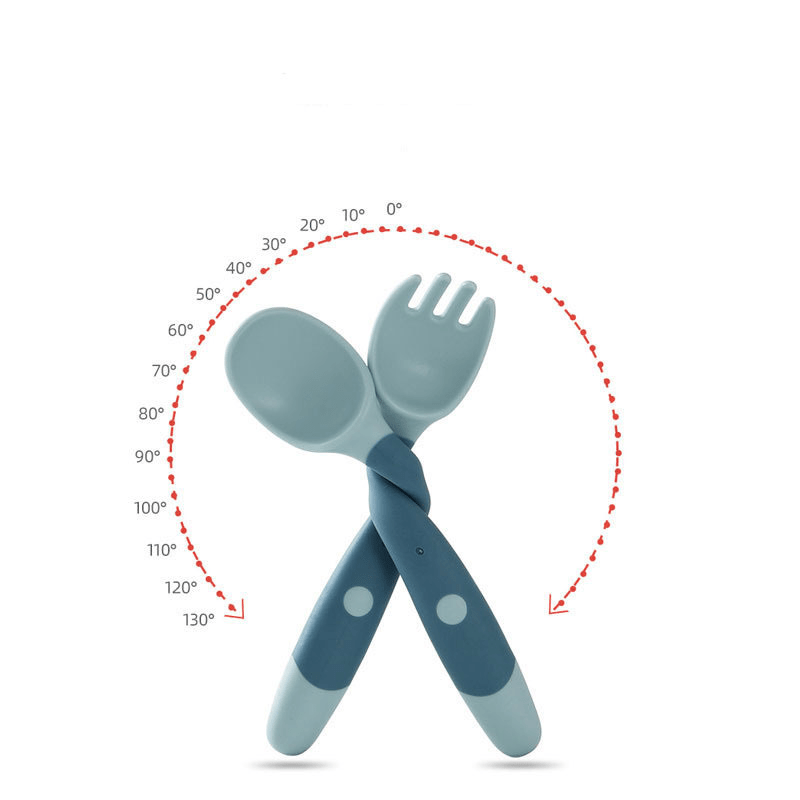 Kids Spoon Fork Candy 360 Rotation Eating Utensils Training Accessory